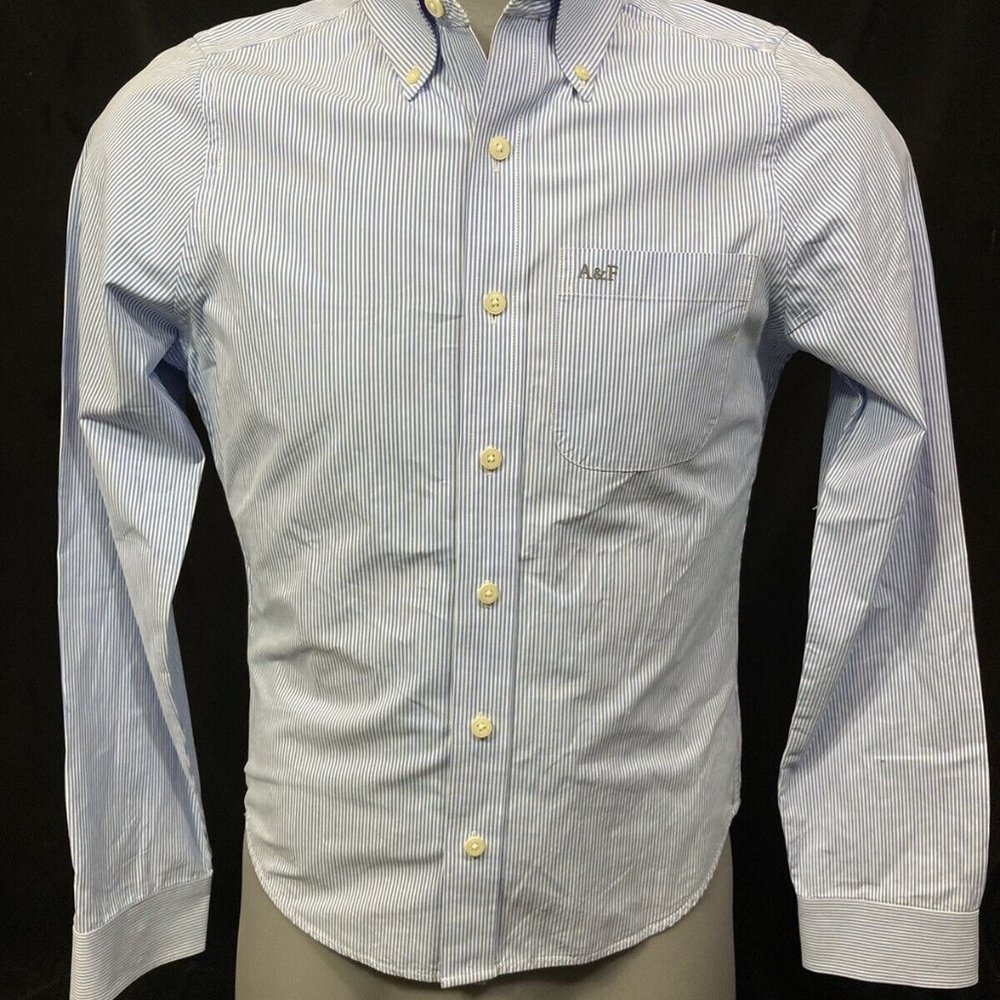Abercombie Fitch Muscle Shirt Blue Stripe Button Front Anagrams Mens Small